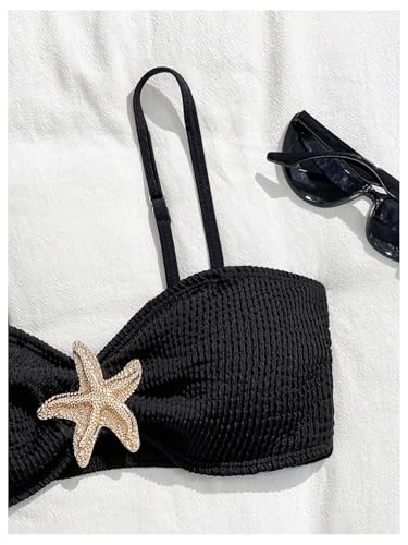 Image of RoseSeek Girl's 2 Piece Padded Bathing Suit Wireless Starfish Swimsuit Spaghetti Strap Vacation Beachwear Set