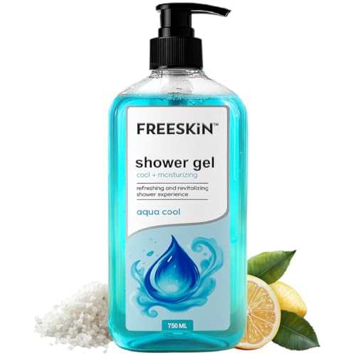 Image of Freeskin Aqua Cool Shower Gel-750ml | Refreshing & Revitalizing Body Wash | Cool, Energizing & Hydrating Formula | Long-Lasting Freshness for Men & Women | Suitable for All Skin Types | Gentle Daily Cleansing Shower Experience