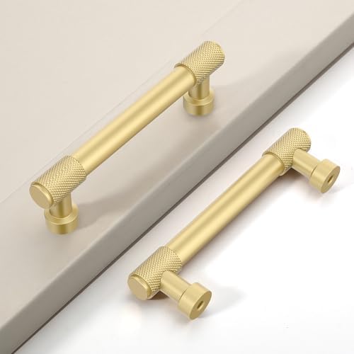 Coinkoly 10 Pack 5"(128mm) Gold Pulls Knurled Kitchen