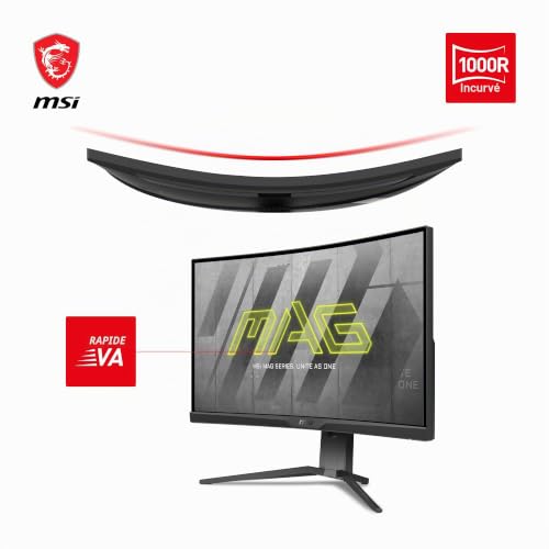 MSI MAG 325CQRF QD Écran Gaming Incurvé 31.5" WQHD Dalle Rapid VA 2560x1440 16:9 170Hz / 1ms FreeSync Premium HDR Ready Pied Réglable HDMI 2.0b DisplayPort 1. USB Type C USB 2.0 - vue 7