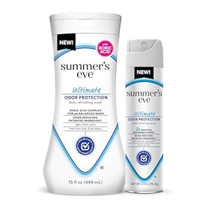 Summer’s Eve Ultimate Odor Control Feminine Spray, 2 oz & Body Wash with Boric Acid, 15 Fl Oz
