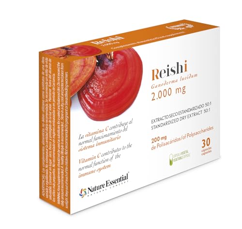Nature Essential - Reishi - 30 Cápsulas - Envase para 1 Mes - Favorece al Sistema Inmunológico y al Hepático - Contribuye a Reducir Fatiga y Cansancio