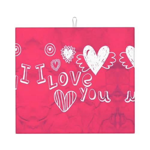 Lover'S Heart Print Tappetino Scolastoviglie Tappetini Bancone Cucina Asciugatura Rapida Tappetino Per Lavastoviglie Bicchieri Cucine 46X61Cm