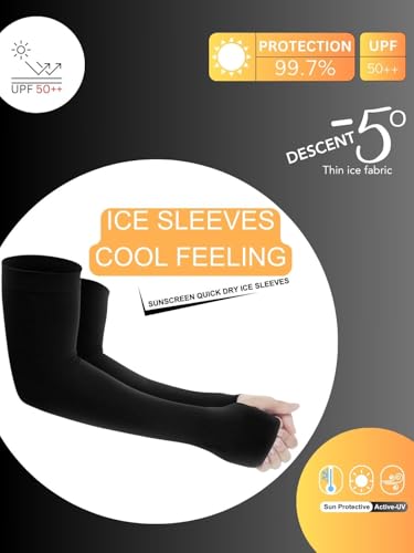 Image of Yuneek Arm Sleeves For Men & Women UV Sun Protection, UPF 50 Cool Arm Hand Cover Unisex For Bike ride,Golf,cricket,cycling,yoga,gym Sports