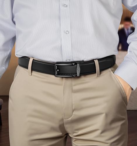 Men Belt,Ratchet Click Sliding Belt for Gift Men 1 3/8,Cut for Fit2