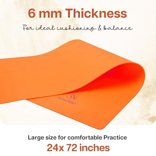 Image of Wiselife tpe Printed 6MM Yoga Mat + Yoga Strap For Men, Women, Kids|Anti-Slip Extra thick, long & Wide Exercise Sports Mat For Workout, Fitness, Yoga, Gym, Home & Pilates (Eclipse)