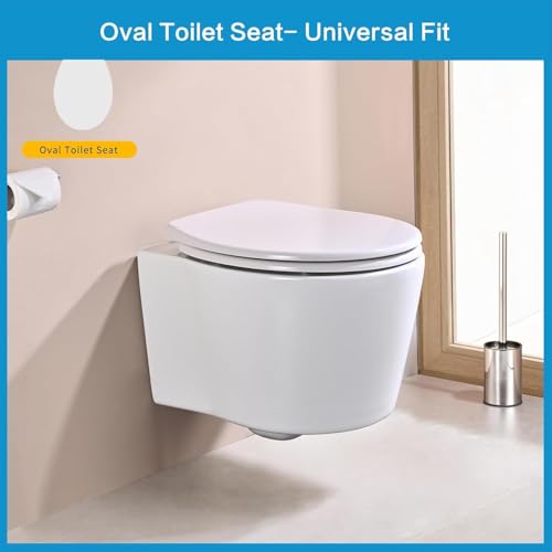 YEAUPE PRO Toilettendeckel mit Absenkautomatik Oval, Klodeckel Weiß, Duroplast | WC Sitz Abnehmbar mit Quick-Release-Funktion | Klobrille, toilettensitz inkl. Installationsschablone, 44,6 × 37,2 cm