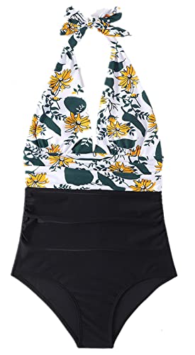 Maillot de bain une pièce col en V anti-complexes avec dos nu élégant