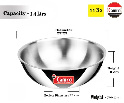 Image of Camro Triply Artisian Tasla with Lid (5.8 Liters, 30 Cm) with Steel Lid | Stainless Steel Induction Friendly | 3-Layer Body, Dishwasher Safe | 15+Years of Innovation and Quality