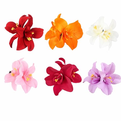 Set de 6 pinzas para cabello con flores artificiales miniatura 1