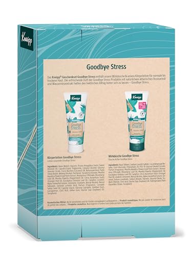 Kneipp Geschenkset Goodbye Stress - Enthält 1x Wirkdusche & 1x Bodylotion - Goodbye Stress: Erfrischender Duft mit natürlichem ätherischen Rosmarinöl und Wasserminzextrakt - 2 x 200ml