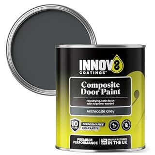 INNOV8 COATINGS COMPOSITE DOOR PAINT - 750 ml - No Primer or Top Coat - Fast Drying - Satin Finish - Anthracite GREY - Exterior Door Paint
