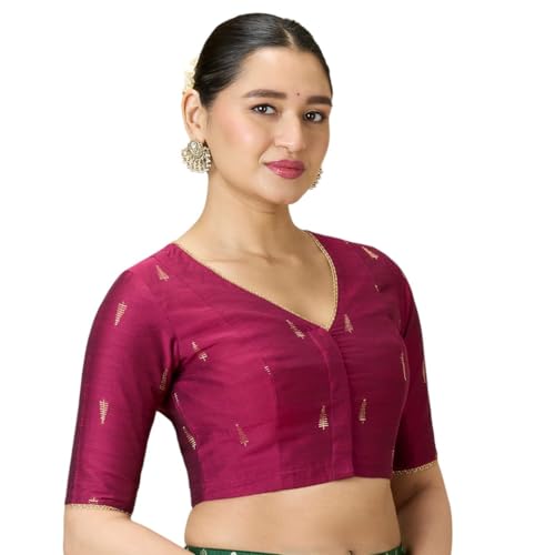 Image of Studio Shringaar Women's Handloom Cotton Silk Readymade Saree Blouse with Underarm Sweat Pads (Pack of 14 Pads)