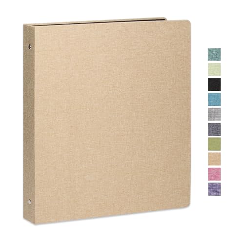 Cherrich 3 Ring Binder 1 Inch for 8.5 x 11 Paper Planner Binder with Linen Hardcover and 2 Interior Pockets Paper for Organization of School Business and Home