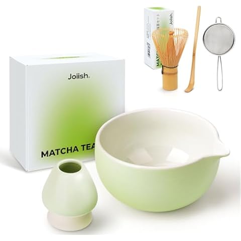 Joiish Matcha Bowl & Bamboo Whisk, Holder and Sifter Set, Basic Matcha Tea Kit 5 PCS Cover