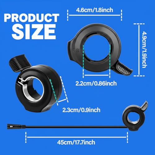 Image of Full Twist Throttle for Super73, Ebike Throttle 3Pin Grip Kit, 12V-72V Plug and Play for Bafang Mid Drive Kit, 7 /8 inch 22mm Handlebar Electric Bike