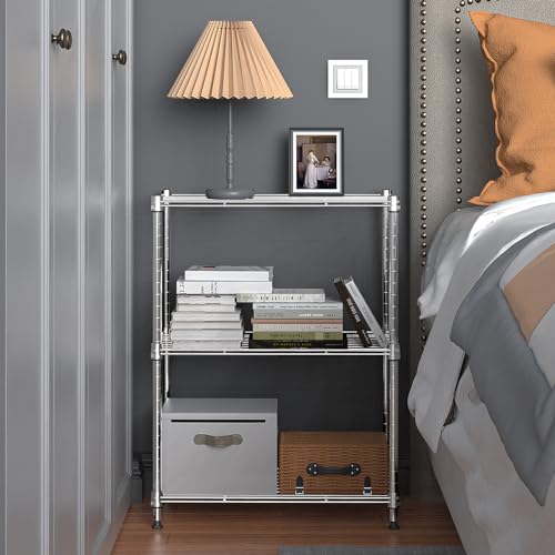Image of M MZG 450 lbs Wire Storage Shelving 3-Tier Utility Shelving Unit Steel Organizer Wire Rack for Home,Kitchen,Office,Chrome(11.8 inch D x 17.7 inch W x 26.4 inch H)