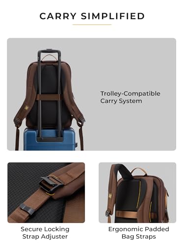 Image of EUME Gravon Laptop Backpack for Men & Women | 15.6 Inch Laptop Sleeve | 25L Water Resistant Premium Nylon & Microfiber Vegan Leather | Lightweight & Multipurpose | For Office Work & Travel