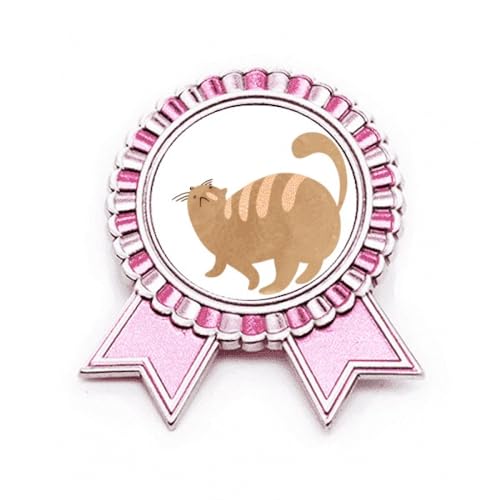 Broche chat marron aquarelle rose en métal pour sublimer un manteau en automne