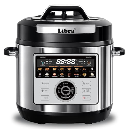 Image of Libra 6L Electric Pressure Cooker, 19-in-1 Digital Multi Cooker with 304 Stainless Steel Inner Pot, 1000W, 10 Layer Safety, One Touch Pressure Release, Delay Timer & Keep Warm for Rice, Dal, Biryani
