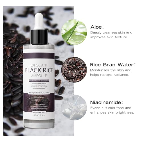 Image of Peel Shot Glow Black Rice Exfoliant Peeling Ampoule, Soft Exfoliating Brightening Serum, Face and Body Scrub, Facial Exfoliator, Deep Hydration, 80ml
