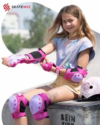 Image of SKATEWIZ Knee and Elbow Pads Adult - Skating Protective Gear Adult, - Smash - Size L Pink Purple - Skateboard Pads, Roller Skates, Inline Skate - Ice Skates Women