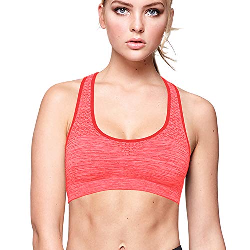 ShyaWorld Reggiseno sportivo da donna, morbido, con rinforzo e senza cuciture, Top con tessuto tecnico Corallo S