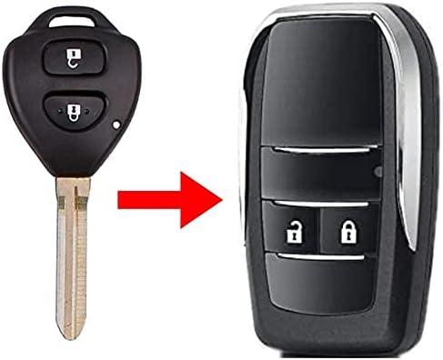 BCK Best-car-Key Replacement Remote Key Shell for Premium Modified Flip Folding Remote Blank Key Shell 2020 for Toyota Innova/Fortuner/Camry/Corolla