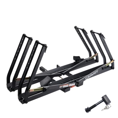Image of CRAVOT Ebike Racks for 2 Bikes Tow Hitch, Tire Clamp Rack Bike Carrier | Heavy-Duty Haul Ebike Rack with 2 Tray Arms Lock, 200lbs Capacity Fits Fat Tire Bicycle, for Car, SUV with 2 inch Receiver