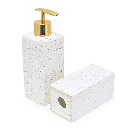 Kit Banheiro Lavabo 2 peças Fosco Porta Sabonete Líquido e Escovas COR:BRANCO