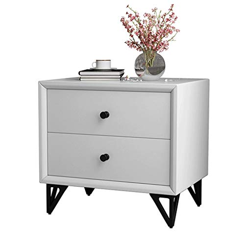 HJYBFA Mesita de Noche Moderna de Cuero cajón, Armario de Almacenamiento Sencillo para Dormitorio, Elegante Mesa Auxiliar para artículos Esenciales de Noche