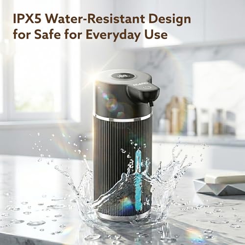 Image of AGARO Elite Automatic Soap Dispenser, 420ml Touchless Foaming Hand Wash Dispenser, Digital Display, Wall Mount, Rechargeable 1200mAh Battery, IPX5 Water Resistant, for Bathroom, Kitchen & Office