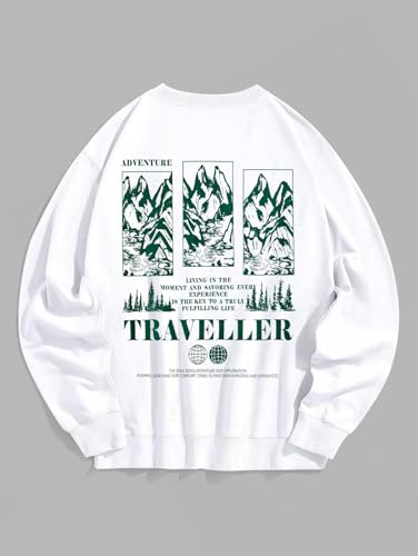 ZAFUL Men's Graphic Sweatshirts Long Sleeve Crewneck Vintage Printed Streetwear Casual Drop Shoulder Pullover Tops2