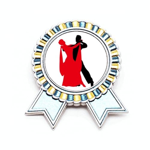 Broche duo danseur de danse sociale taille M en métal avec médaille