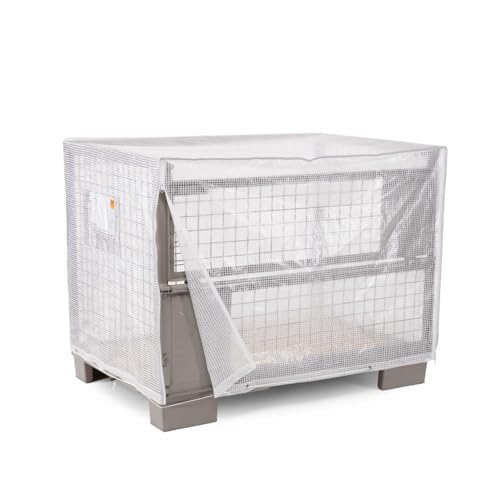 HEMMDAL Gitterbox-Abdeckhaube Mesh | HxBxT 95 x 125 x 85 cm | Transparent | 160 g/m | für alle gängigen Euro-Gitterboxen Aufsatzrahmen Palettenstapel | reiß- und wetterfeste Abdeckplane