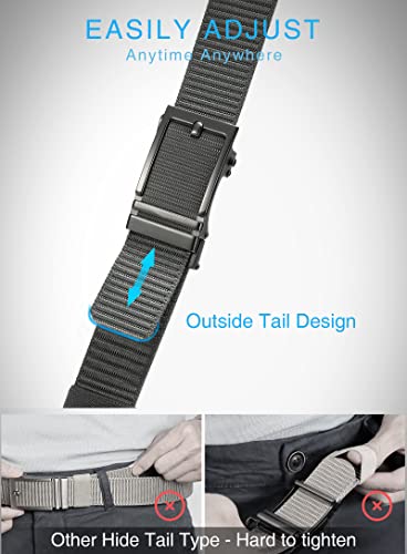 Image of CHAOREN Black and Brown Ratchet Belts for Men 2 Pack - Casual Web Nylon Mens Belt 1 3 /8 inch - Durable Belts in Gift Set Box, Brown