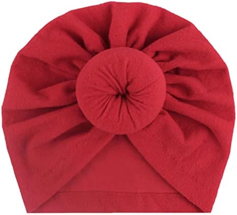Kids Boys Girls Baseball Cap Sun Hats Toddler Infant Baby Boys Girls Cap Solid Cotton Knotted Elastics Turban Hat (Red, One Size)