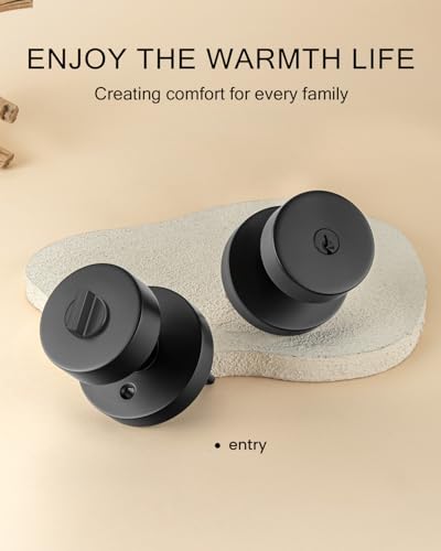 Image of Haidms Black Door Knobs with Key, Heavy-Duty Zinc Alloy Keyed Entry Door Knobs Exterior, Matte Black Front Door Knob with Lock, Keyed Different, 6 Pack