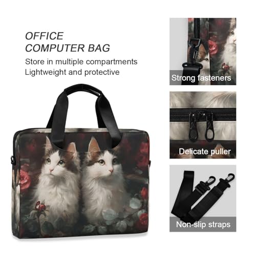 Bolso bandolera para laptop con diseño de flores y gatos miniatura 6