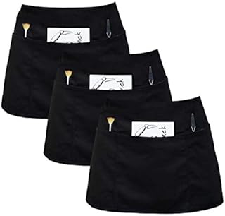 Conda 3 Pack Waist Apron, Black Waiter Aprons with 3 Pockets Each, Polyester Made for Painting, Gardening and Cooking