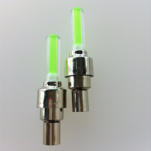 Toogoo 2Pcs Green Led Flash Tyre Wheel Valve Cap Light For Car Bike Bicycle Motorbicycle Wheel Light Tire Light #TOP3