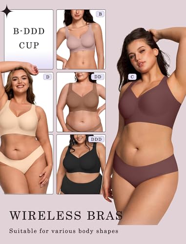 Image of OEAK Womens Wireless Jelly Bras Plus Size Support Push Up Comfortable Bra | no underwire,full coverage,for large breast,minimizer bra,seamless,tshirt bras,everyday bra