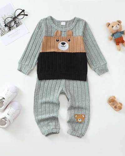 Image of NZRVAWS Toddler Baby Boy Clothes Infant Fall Winter Outfit Long Sleeve Pant Top Set 2Pcs Sweatshirt 0 Month-3 Years