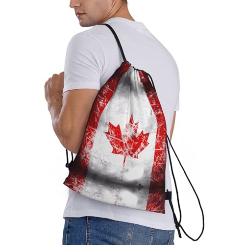 Small Drawstring Bag - Sport Retro Canada Flag Print Sackpack for Yoga, Dance, Travel, Hiking - Lightweight Storage3