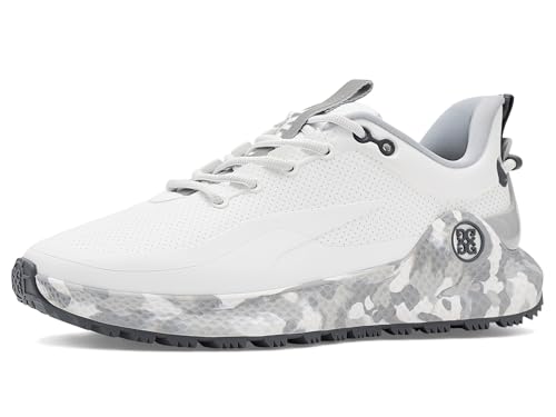 GFORE Men's Mg4+ O2 Perforated Camo Golf Shoes Sneaker, Snow/Nimbus, 12.5
