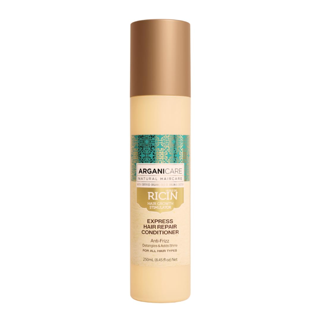 Arganicare | Castor Oil Express Hair Repair Conditioner | All Hair Types | Leave-In Spray Conditioning Care | Shine, Smoothness and Easy Combing | 250 ml