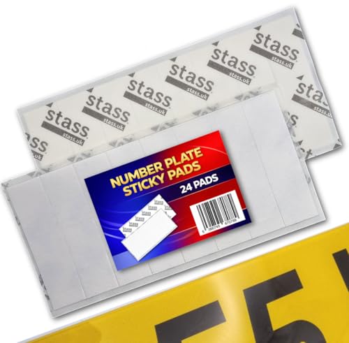 STASS PlateFit Number Plate Sticky Pads (24 Pack) Extra Strong Double Sided Foam Adhesive Strips Drill-Free Mounting Tape for UK Registration/Licence Plates Weatherproof