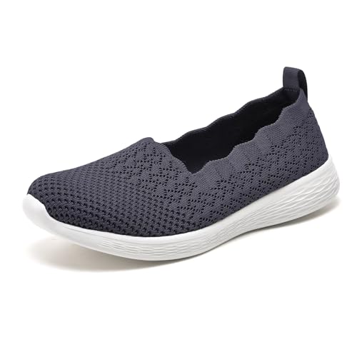 Image of Puxowe Women's Slip-On Walking Shoes | Lightweight Knit Sneakers with Memory Foam Insole, Breathable & Wide Fit Available for Daily Walking, Casual & Travel