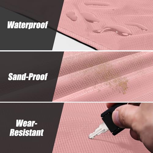 Odoland Outdoor Pocket Travel Blanket Beach Mat - Waterproof Sand Proof Beach Blanket, Picnic Mat - Multi Colour and Sizes - Portable Lightweight for Camping, Picnic Pink M - Image 4