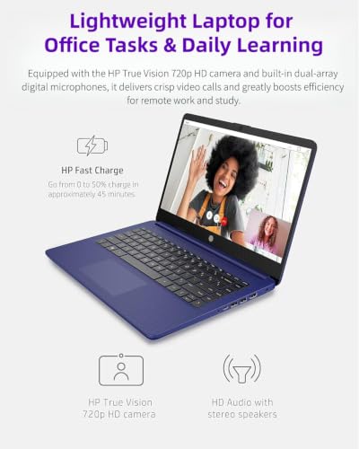 Image of HP 14 inch Everyday Laptop • Copilot AI • Intel 4-Core Processor • 8GB RAM • 64GB eMMC + 1TB Cloud Storage • 2026 Edition • Windows 11 • Microsoft 365 • Thin & Portable